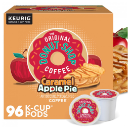 Torta de maçã de caramelo, cápsulas Keurig K Cup café torrado leve com sabor, 24 unidades, THE DONUT SHOP, Marrom