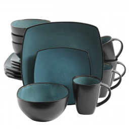 Aparelho de Jantar com 16 Peças em Cerâmica, Serve 4 Pessoas, Gibson Elite Soho, Preto e Verde