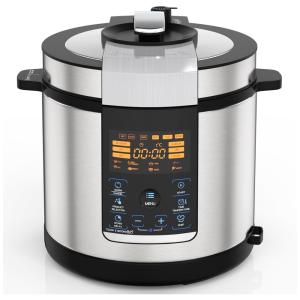 Panela de Pressão Elétrica 6,3L 14 em 1 com Temporizador, Liberação Automática de Pressão e Painel Digital, 110V 1200W, VBGK, Prata