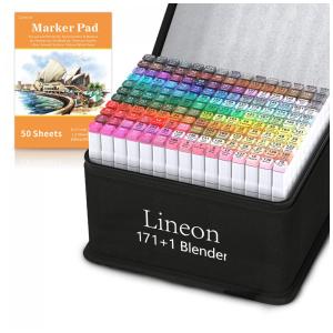 Kit de Canetas Profissionais com Pontas Duplas e Estojo, 172 Peças, Lineon