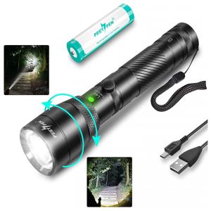PEETPEN L45 Lanterna 9000LM, Distancia 500 M, com USB, à Prova DÁgua IPX6, Preta