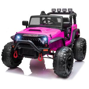 TOBBI Carro, Carrinho Elétrico 2 Assentos 12V, com Controle Remoto e 3 Velocidades, Rosa