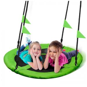 Balanço Redondo Saucer 102 cm PACEARTH Verde com Cordas Multi-Fios Ajustáveis Capacidade 408 kg