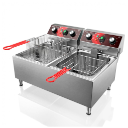 Fritadeira Elétrica Dupla Profissional 20 Litros de Capacidade, Aço Inoxidável, 110V 3600W, EGGKITPO