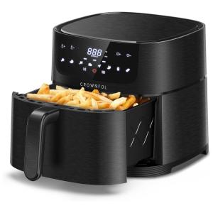 Fritadeira Elétrica AirFryer 7L com Painel Digital, 1700W, 110v, CROWNFUL AF07, Preto