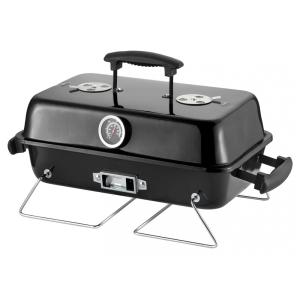 Churrasqueira a Carvão Portátil com Termômetro para até 4 Pessoas, Preta