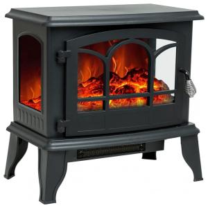 Lareira Elétrica com Controle Remoto e Chamas 3D Ajustável, 110v, HELIOSHESTIA HH2 EFSXB24B, Preto