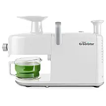 Centrífuga de Frutas Tribest 110V 170W, Aço Inoxidável, Duplo Mastigador, Limpeza Fácil, Jarro de Vidro Branco