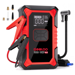 Jump Starter (Aux.de partida) com Compressor GOOLOO A3 Amarelo 3000A 150 PSI Gasolina 9.0L Diesel 6.5L 12V
