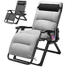 Cadeira Reclinável Ajustável Gravidade Zero com Mesa Lateral, Apoio de Cabeça e Almofada Removível, Spurgehom, Cinza