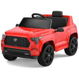 Carro Elétrico Infantil a Bateria com Controle Remoto, Suspensão de Mola, Luzes LED, Bluetooth e 3 Velocidades, 12V, Hetoy, Vermelho