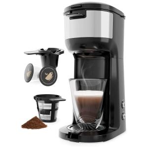 Cafeteira Elétrica Expresso Reservatório 1.4 L para Cápsula e Café Moido, 1000W, 110v, BOLY, Preto