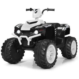 Kids Quadriciclo Elétrico 1 Assento 12V, com Luzes de LED e Controle Remoto, MP3, COSTZON, Preto