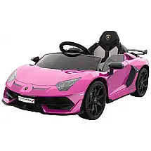 Carro Elétrico Infantil Lamborghini Licenciado 12V SLEKVERSA, Controle Remoto, 2 Velocidades, Suspensão, Música, Luzes LED, Rosa
