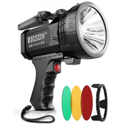 Lanterna LED Recarregável, 16 Horas de Ação e 12.000 Lúmens, BIGSUN Q953, Preta