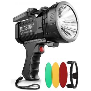 Lanterna LED Recarregável, 16 Horas de Ação e 12.000 Lúmens, BIGSUN Q953, Preta