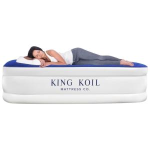 Colchão Inflável King Koil Premium Luxury Tamanho King com Bomba Integrada - Ideal para Casa, Camping e Hóspedes - 41 cm Califórnia King