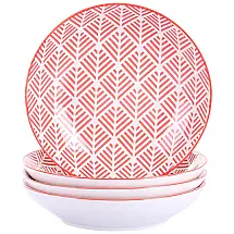 Conjunto de Pratos Fundo em Porcelana 4 UN, vancasso Momoko, Rosa