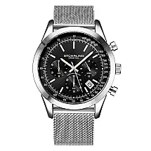 Relgio de Pulso Crongrafo H975SS 44mm Preto e Prata da Stuhrling
