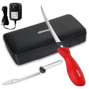 Faca Elétrica Recarregável 2 em 1 com 16 Lâminas de Aço Inox, Ideal para Cortar Carnes, com Estojo Portátil - Prático e Versátil,Cushore