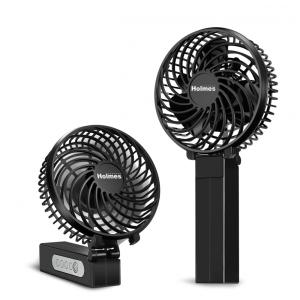 Ventilador Pessoal Portátil com 3 Velocidades, Bateria Recarregável, Cabo de Carregamento USB C e Cabeça Ajustável 180, 110V HOLMES, Preto