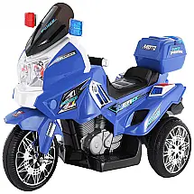 MAMIZO Moto Elétrica Policial 12V para Crianças com USB, MP3 até 4 km, h Idade Recomendada 3 Azul