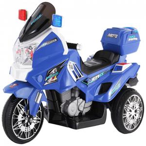 MAMIZO Moto Elétrica Policial 12V para Crianças com USB, MP3 até 4 km, h Idade Recomendada 3 Azul