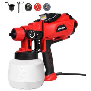 Pistola de Pintura Pulverizadora QD22 1.2L com 3 Tamanhos de Pontas, FIAWOJA 072502, Vermelho