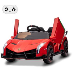 Carro Elétrico Infantil a Bateria com Controle Remoto, 3 Velocidades, Portas Hidráulicas, Faróis LED e Música, 12V, GAOMON Lamborghin