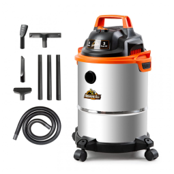 Aspirador de Pó Úmido e Seco com Tanque de Aço de 15,16 litros e Acessórios, 110V 900W, Armor All VO408S, Prata