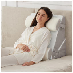 Conjunto Ruqmuis 4 Travesseiros Cunha Ajustáveis, 9 e 12 polegadas, Espuma Viscoelástica, Capa Removível, Anti-Derrapante, Branco e Cinza