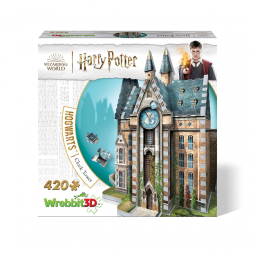 Quebra Cabeças 3D Arquitetura Hogwarts e Torre do Relógio para Crianças e Adultos, 420 Peças, WREBBIT 3D PUZZLES HOGWCL, Marrom