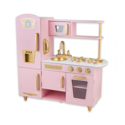 Cozinha Infantil em Madeira com Telefone, Micro-Ondas, Geladeira, Torneira e Pia Realistas para Crianças Acima de 3 Anos, WoodenEdu