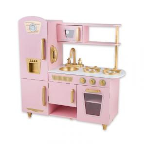 Cozinha Infantil em Madeira com Telefone, Micro-Ondas, Geladeira, Torneira e Pia Realistas para Crianças Acima de 3 Anos, WoodenEdu