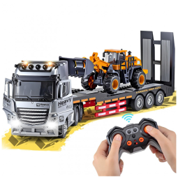 Caminhão Semi Truck de Metal com Cabine, Controle Remoto 2.4Ghz e Reboque com Luzes e Sons, Presente de Aniversário para Meninos,WEMOKA