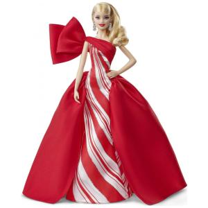 Barbie Holiday 2019 - Boneca Loira 29 cm com Vestido Vermelho e Branco, Suporte e Certificado