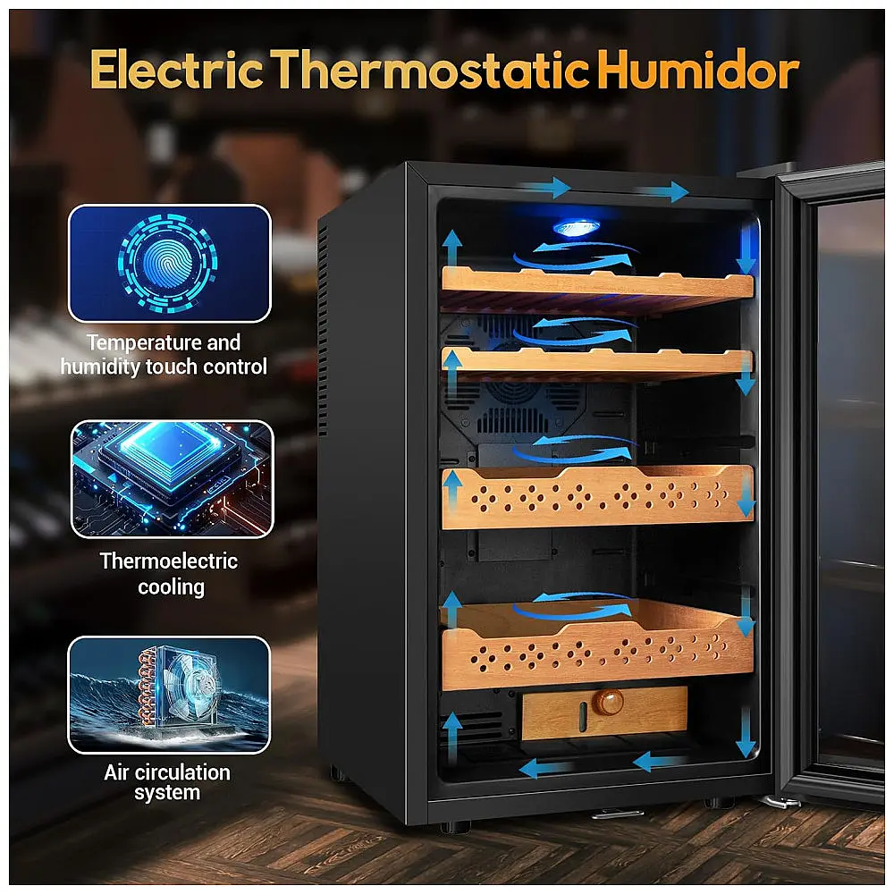 Humidor Elétrico Velieta 70L Preto para 400 Charutos com Controle Digital de Temperatura e Umidade 115V — foto 2