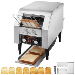 Torradeira de Esteira Comercial VEVOR, 150 Fatias por Hora, Torradeira de Esteira em Aço Inoxidável Pesado, Forno Torradeira Comercial