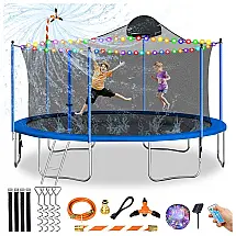 Cama Elastica Infantil com Diâmetro e Cesta de Basquete para até 150 kg, TATUB Trampolines, Verde