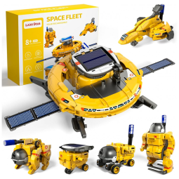 Kit de Construção STEM 6 em 1 Alimentado por Energia Solar para Crianças de 8 a 16 Anos, Lucky Doug, Amarelo