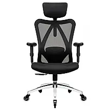 Cadeira de Escritório Ergonômica Giratória com Apoio de Braços, Suporte Lombar Ajustável e Apoio de Cabeça, DURAMONT DDC312, Preto