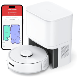 Aspirador Robô com Mapeamento Inteligente, Sucção de 2500Pa, Auto Esvaziamento e 70 Dias de Armazenamento, 110V, SwitchBot Mini Robot Vacuum