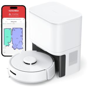 Aspirador Robô com Mapeamento Inteligente, Sucção de 2500Pa, Auto Esvaziamento e 70 Dias de Armazenamento, 110V, SwitchBot Mini Robot Vacuum