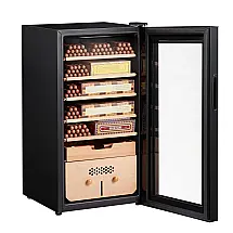 Umidor para Charutos Elétrico com Capacidade para 500 Charutos e Controle de Temperatura, 110V, VEVOR, Preto