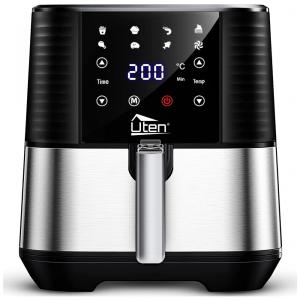 Fritadeira Elétrica Air Fryer 5,5 Litros com 7 Predefinições com Tela Digital, 110V 1700W, Uten, Prata e Preta