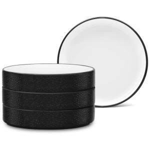 Conjunto de Pratos, Estilo Minimalista com 4 Peças, Capacidade de 350mL, Material de Porcelana e Formato Redondo, Noritake G007-560D, Preto