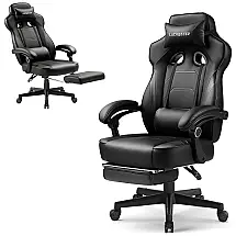 Luckracer Cadeira de Escritório Gamer Ergonômica e Reclinável com Suporte para Lombar, Verde