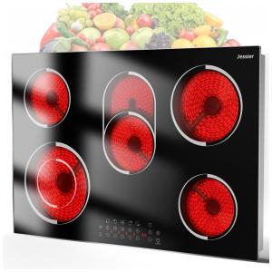 Cooktop elétrico vitrocerâmico 30cm 2 zonas Jessier 3000W moldura metálica touch timer trava segurança 220V