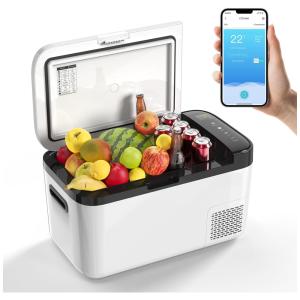 Geladeira Portátil 20L com Controle via APP 12 24 V DC e 100 240 V AC UKKISO, Branco