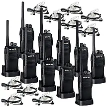 Rádio Comunicador Walkie Talkie Retevis RT21 com Fone de Ouvido, Longo Alcance, Alarme de Emergência, Mãos Livres, Portáteis (10 Unidades).